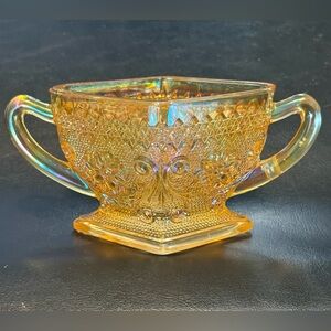 Vintage Fenton Amber Glass Two-Handle Bowl